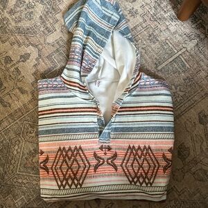 Striped Hooded Pullover with Geometric Patterns